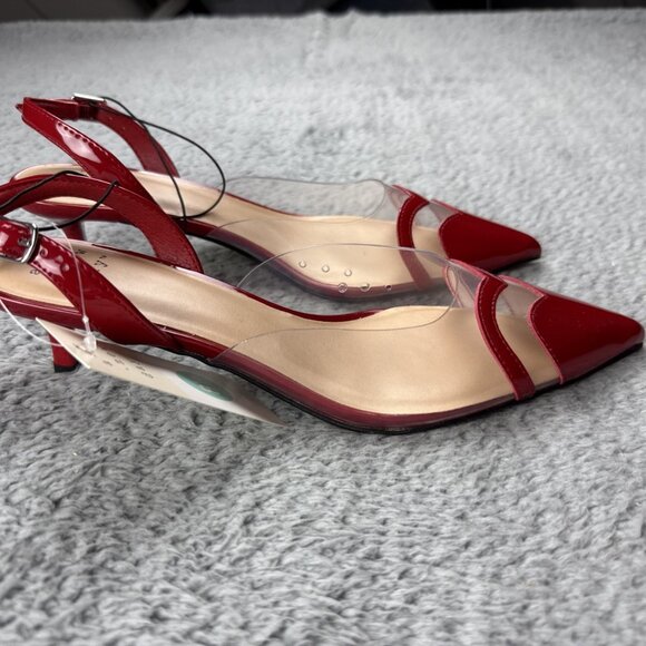 A New Day Shoes Eleanor Heart Kitten Heels Clear Strap Dressy - Picture 6 of 8
